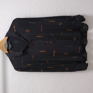 Sheer Black Pendleton Button Up Blouse